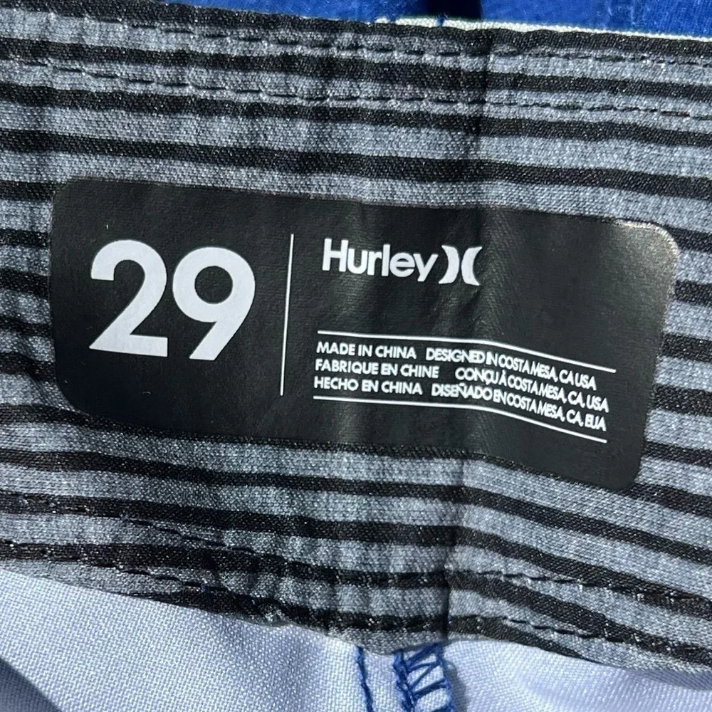🌻NEW w/tags Hurley Blue Green Striped Board Shorts Size 29